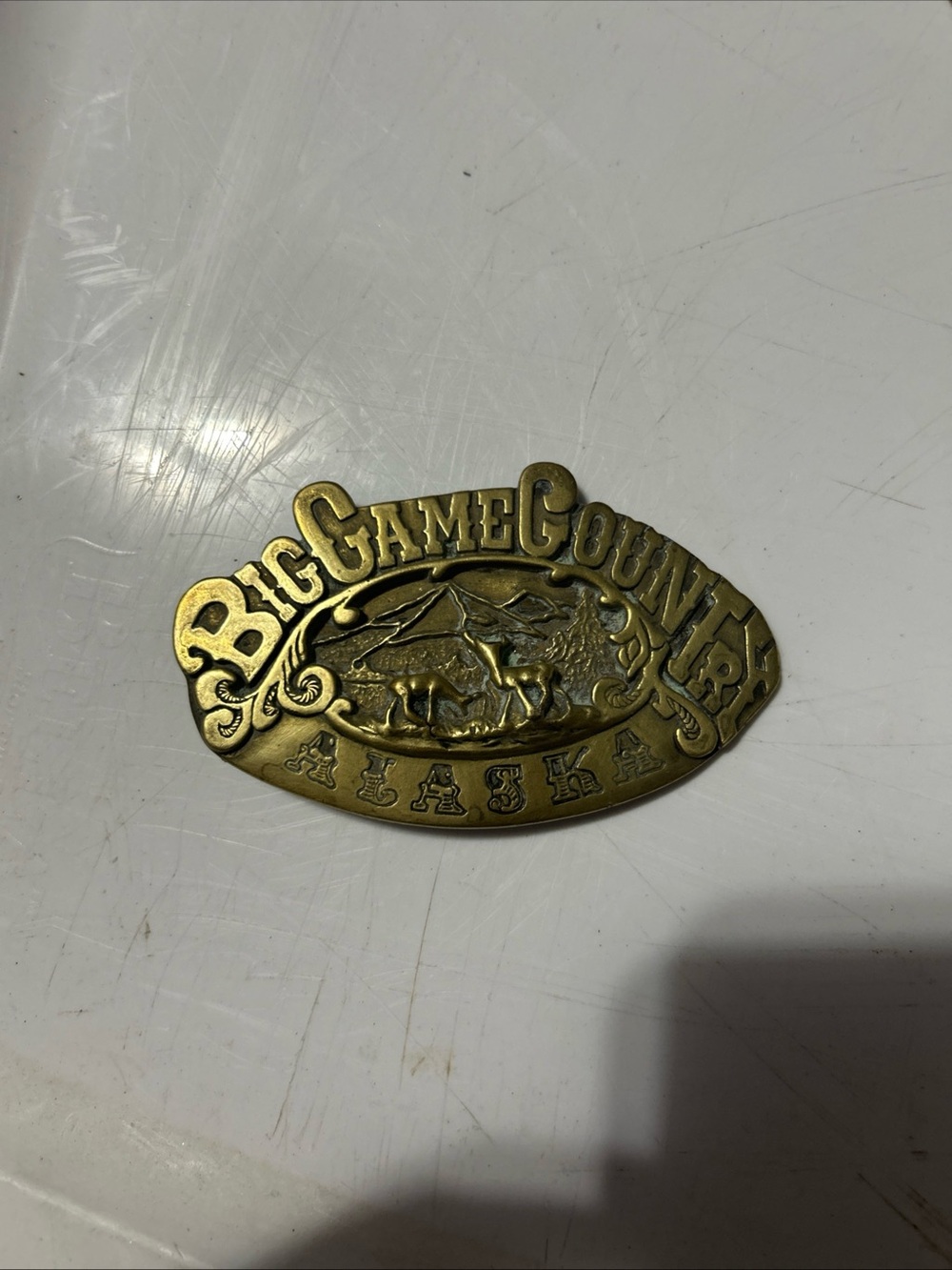 Alaska Brass Belt Buckle - Gold Tone